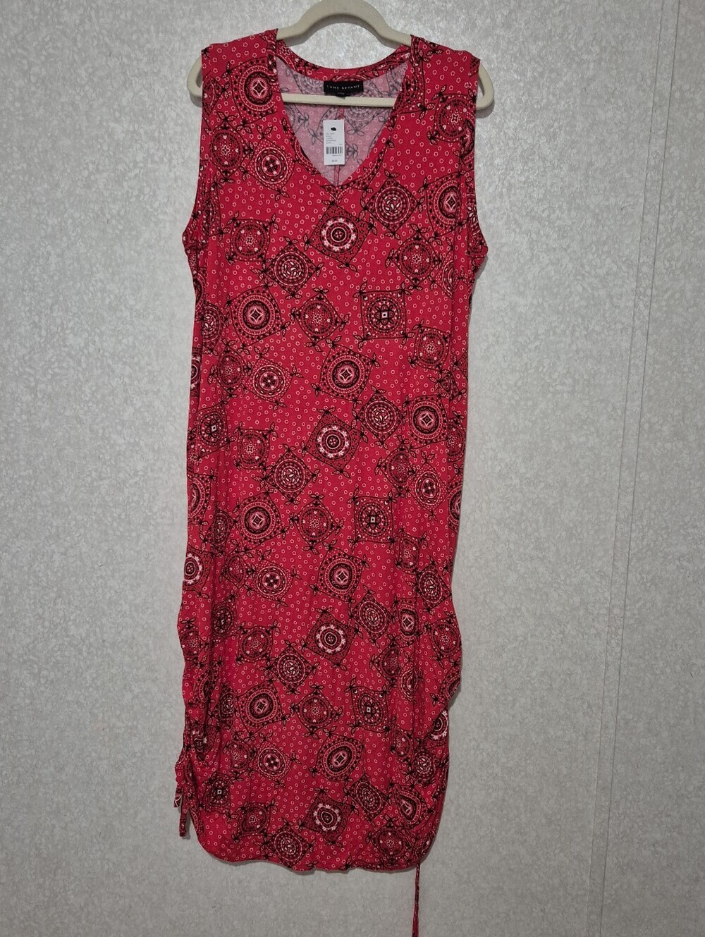 NWT Lane Bryant Sleeveless Red Geometric-bandana Print Midi Dress-18/20